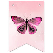 可愛いピンクの蝶ガールバースデーパーティーの写真 バンティングフラッグ (第1の旗)