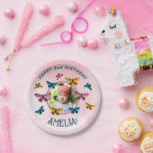 可愛いピンクの蝶ガールバースデーパーティーの写真 ペーパープレート (パーティー)