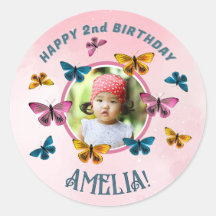 可愛いピンクの蝶ガールバースデーパーティーの写真