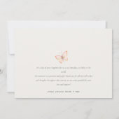 可愛いピンクの蝶ハート写真誕生のお知らせ サンキューカード (裏面)