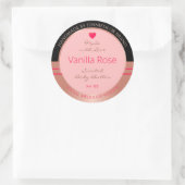 可愛いピンクの製品ラベルブラックとバラ金ゴールドフレーム ラウンドシール (バッグ)