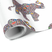 可愛いピンクの象をチエタサイケデリックパターで ラッピングペーパー (ロールコーナー)