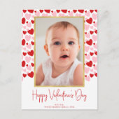 可愛いピンクの赤い斑点ハートバレンタインデーの写真 ポストカード (正面)