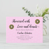 可愛いピンクの赤ちゃんシャワードーナツブランチ 招待状 (スタンド正面)