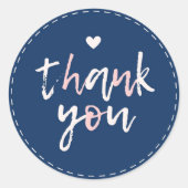 可愛いピンクの赤面ブルー感謝していお買い求め ラウンドシール (正面)