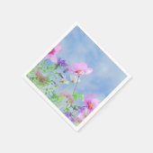可愛いピンクの野の花の草原 スタンダードカクテルナプキン (角)