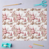 可愛いピンクの雪お洒落雪のクリスマスのデコパージュ 薄葉紙 (クラフト)