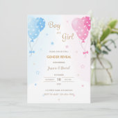 可愛いピンクの青い風船の男の子と女の子の性暴露 招待状 (スタンド正面)