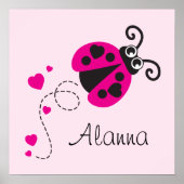 可愛いピンクの飛んでいるラディバグの子供たちがポスターに名付けた ポスター (正面)