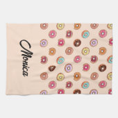 可愛いピンクの飾りドーナツ キッチンタオル (横)