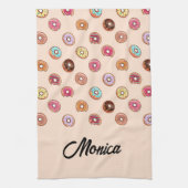 可愛いピンクの飾りドーナツ キッチンタオル (縦)