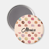 可愛いピンクの飾りドーナツ マグネット (正面/裏面)