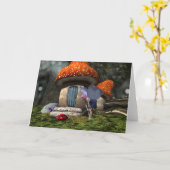 可愛いピンクの髪の妖精がレディバグに出会う カード (黄色い花)