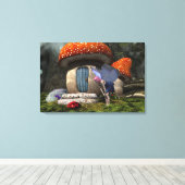 可愛いピンクの髪の妖精がレディバグに出会う キャンバスプリント (インサイチュ (ウッドフロア))