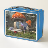 可愛いピンクの髪の妖精がレディバグに出会う メタルランチボックス (裏面)