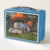 可愛いピンクの髪の妖精がレディバグに出会う メタルランチボックス (正面)