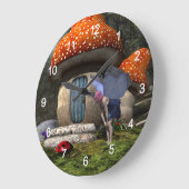 可愛いピンクの髪の妖精がレディバグに出会う ラージ壁時計 (傾斜)