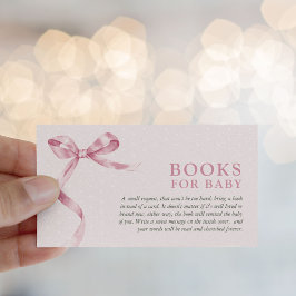 可愛いピンクのBow Book Request Baby Shower エンクロージャーカード