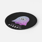 可愛いピンクのGoogle Eyes幽霊: 不気味 & お洒落 ペーパープレート (アングル)