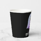 可愛いピンクのGoogle Eyes幽霊: 不気味 & お洒落 紙コップ (右)