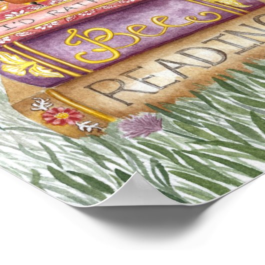 可愛いピンクむしろビー読の本好き ポスター (角)