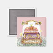 可愛いピンクむしろビー読の本好き マグネット (正面/裏面)