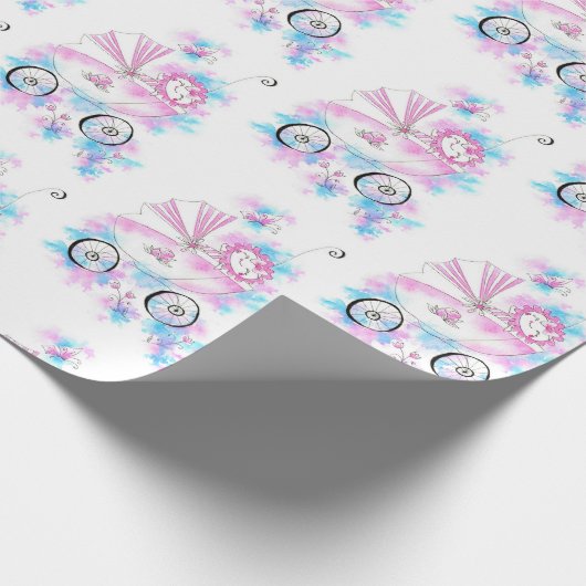 可愛いピンクアクアマウーブウォーターベビーインPram ラッピングペーパー (角)