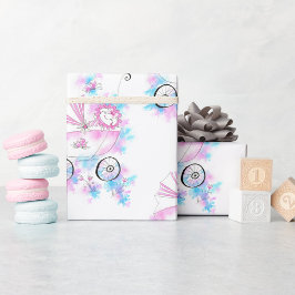 可愛いピンクアクアマウーブウォーターベビーインPram ラッピングペーパー