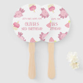 可愛いピンクアクソロトルキッズ持っているアロトルおもしろい誕生日 ハンドファン (正面&裏面)