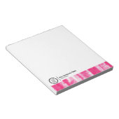 可愛いピンクアートカスタマイズ可能なビジネスロゴスワッグ ノートパッド (アングル)