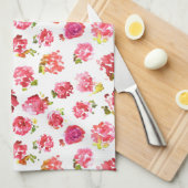 可愛いピンクエレガントのヴィンテージバラパターン キッチンタオル (四つ折り)
