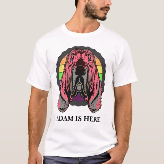 可愛いピンクカスタマイズのドッグ名パーソナライズされたTシャツ Tシャツ (正面)