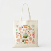 可愛いピンクガーリーの名前カップケーキユニコーンパターン トートバッグ (正面)