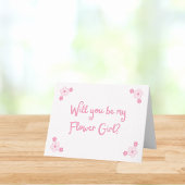 可愛いピンクガーリーの花パーソナライズされたの女の子の提案 カード