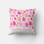 可愛いピンクガーリーの風船の女名 クッション (裏面)