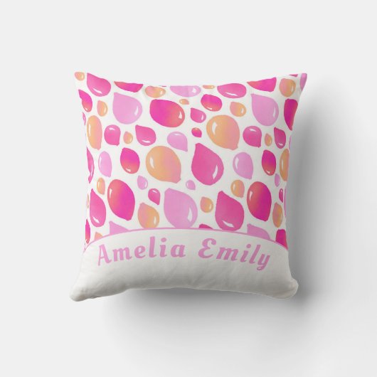 可愛いピンクガーリーの風船の女名 クッション (裏面)