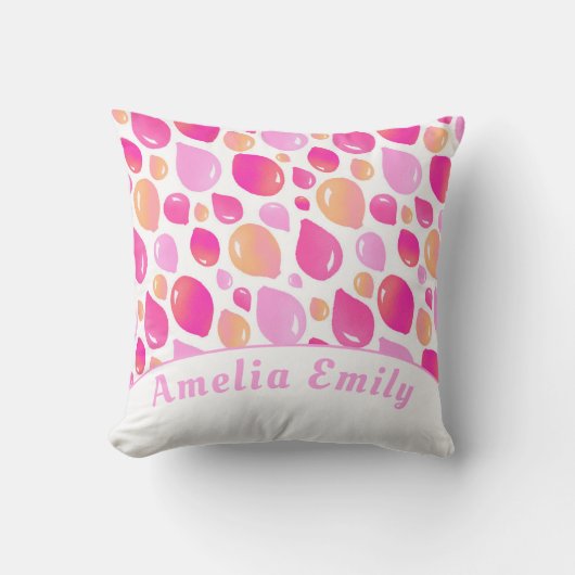 可愛いピンクガーリーの風船の女名 クッション (正面)