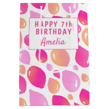 可愛いピンクガーリー色の風船柄ガールズ誕生日