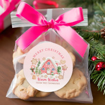 可愛いピンクキャンディジンガーブレッドハウスメリークリスマス