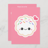 可愛いピンククッキーバースデーパーティ招待状 招待状 (正面/裏面)