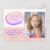 可愛いピンクグリッターガーリー誕生日ありがとう写真 ポストカード (正面)
