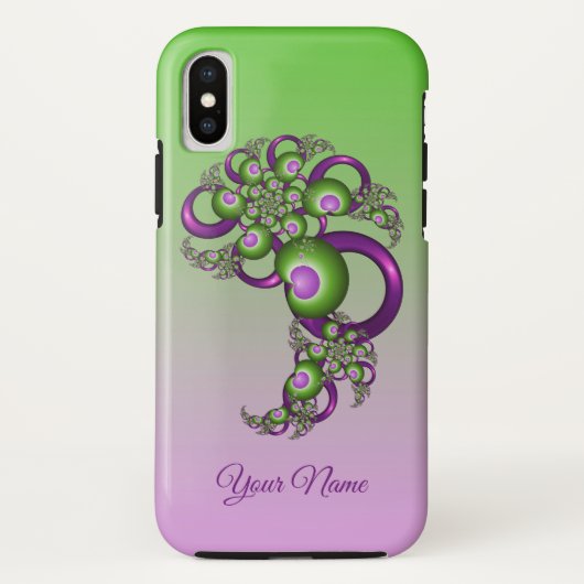 可愛いピンクグリーンハート抽象フラクタル名 Case-Mate iPhoneケース (裏面)