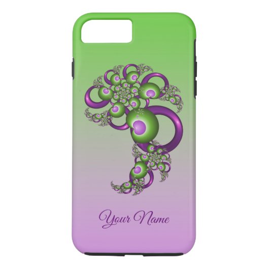 可愛いピンクグリーンハート抽象フラクタル名 Case-Mate iPhoneケース (裏面)