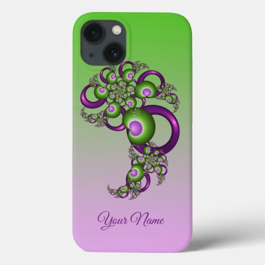 可愛いピンクグリーンハート抽象フラクタル名 Case-Mate iPhoneケース (裏面)