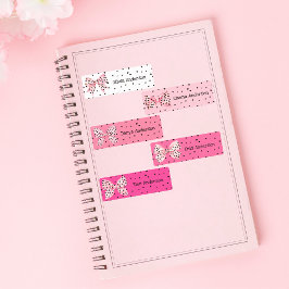 可愛いピンクコケット弓ヒョウ柄キッズ ラベル