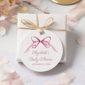 可愛いピンクコケット弓ベビーガールシャワーありがとう フェイバータグ