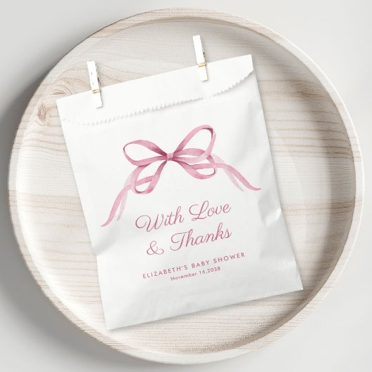 可愛いピンクコケット弓ベビーガールシャワーありがとう フェイバーバッグ
