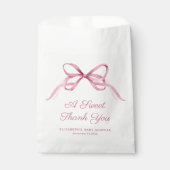 可愛いピンクコケット弓ベビーガールシャワーありがとう フェイバーバッグ (正面)