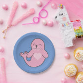 可愛いピンクシール ペーパープレート (パーティー)