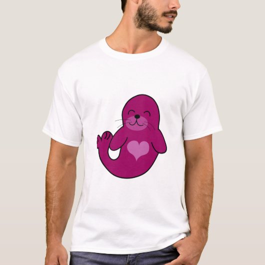可愛いピンクシール Tシャツ (正面)